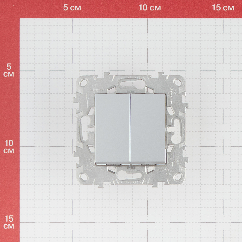 фото Переключатель schneider electric unica new nu521530 двухклавишный перекрестный скрытая установка алюминий