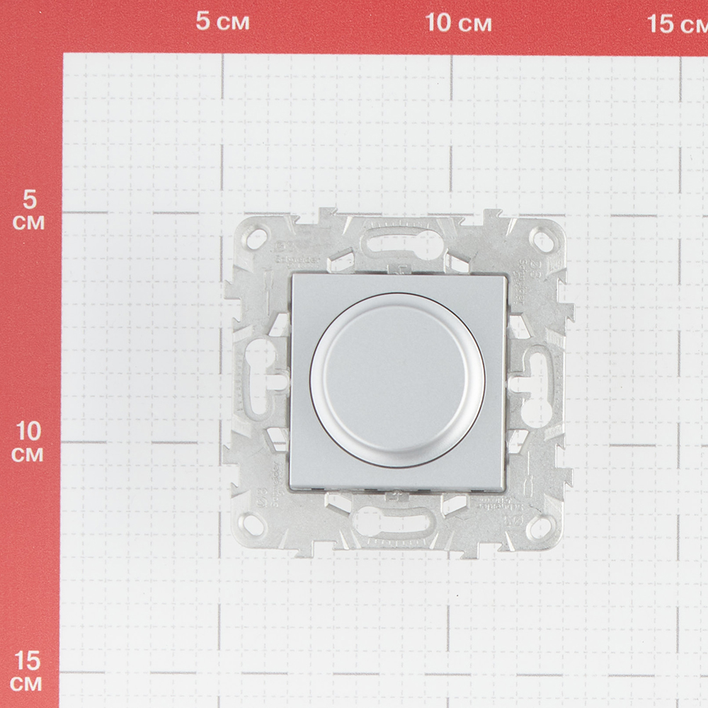 фото Диммер schneider electric unica new nu551430 скрытая установка алюминий 5-200 вт поворотно-нажимной