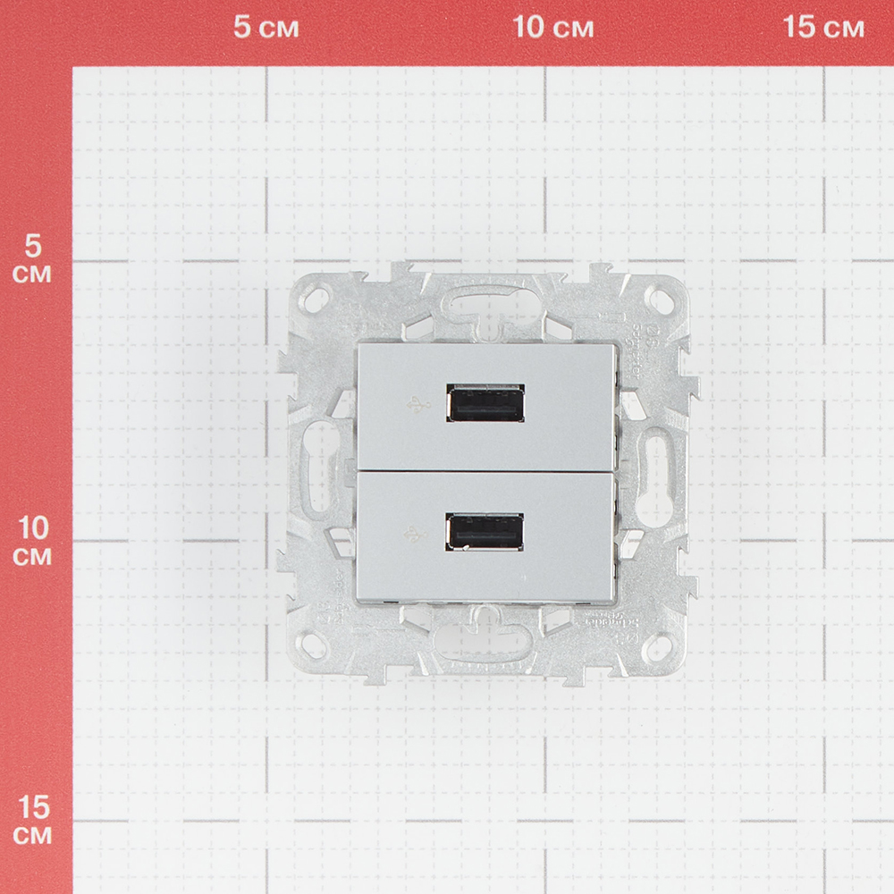 фото Розетка usb schneider electric unica new nu542730 скрытая установка алюминий два информационных модуля