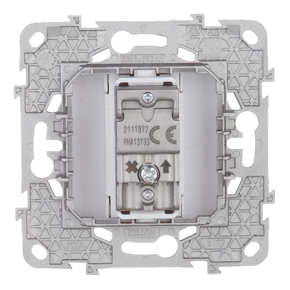 фото Розетка телевизионная schneider electric unica new nu546230 одиночная tv скрытая установка алюминий сигнал до 1,5 дб