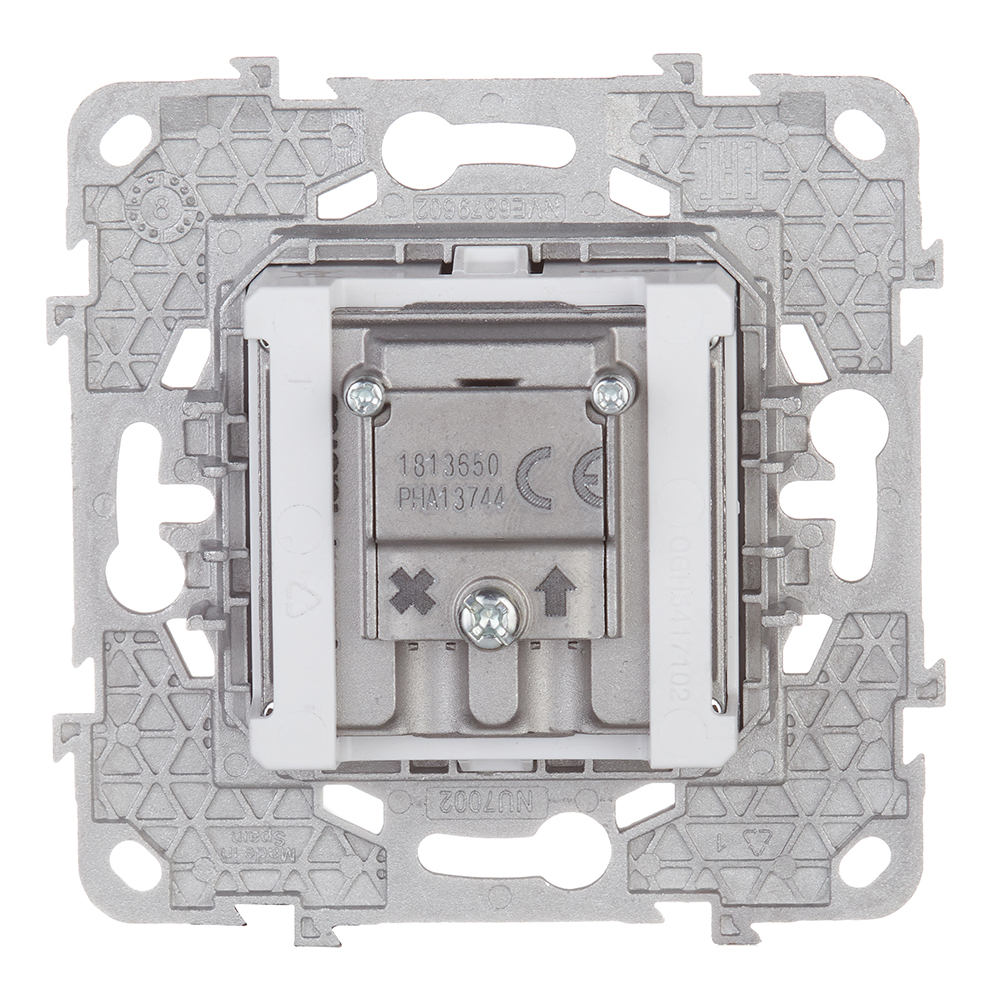 фото Розетка телевизионная schneider electric unica new nu545430 одиночная r-tv-sat скрытая установка алюминий