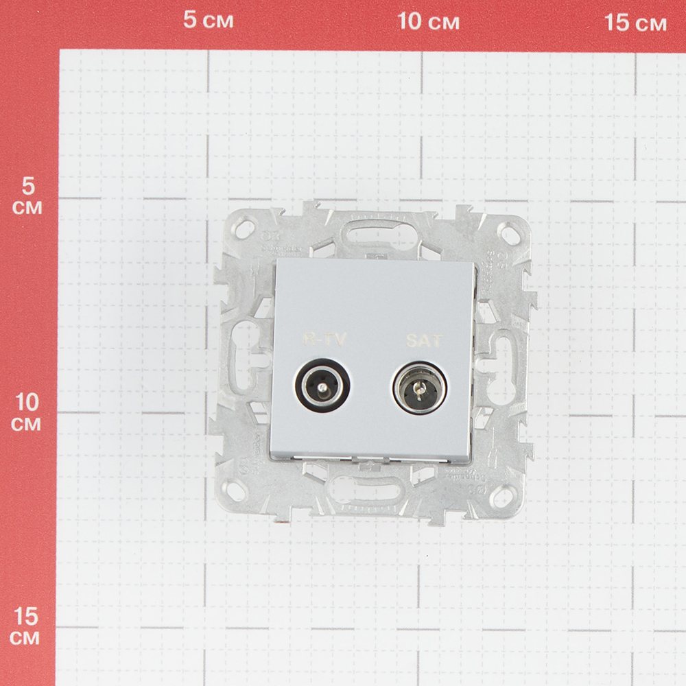 фото Розетка телевизионная schneider electric unica new nu545430 одиночная r-tv-sat скрытая установка алюминий