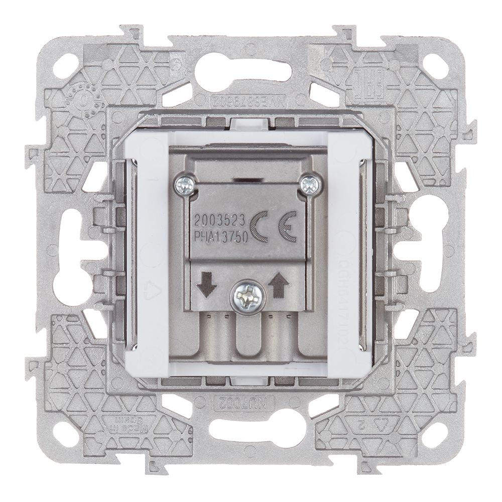 фото Розетка телевизионная schneider electric unica new nu545630 проходная r-tv-sat скрытая установка алюминий