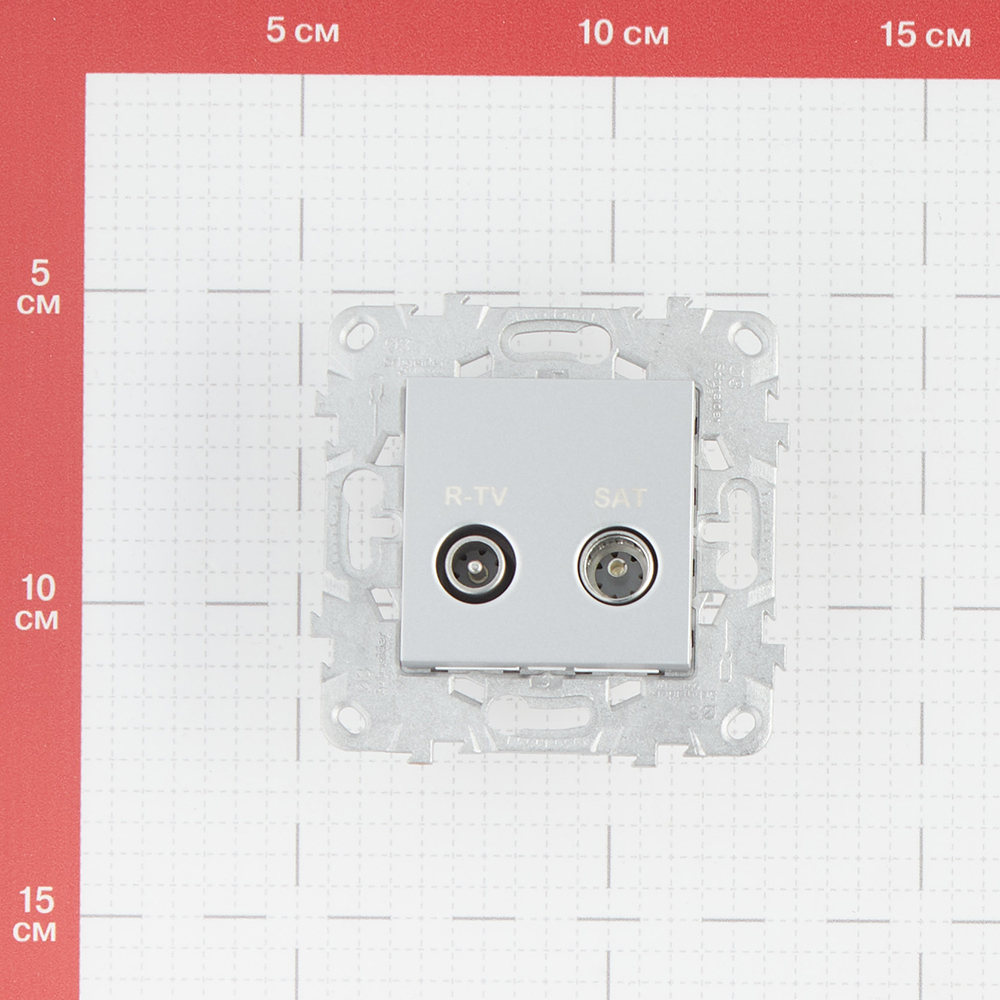 фото Розетка телевизионная schneider electric unica new nu545530 оконечная r-tv-sat скрытая установка алюминий