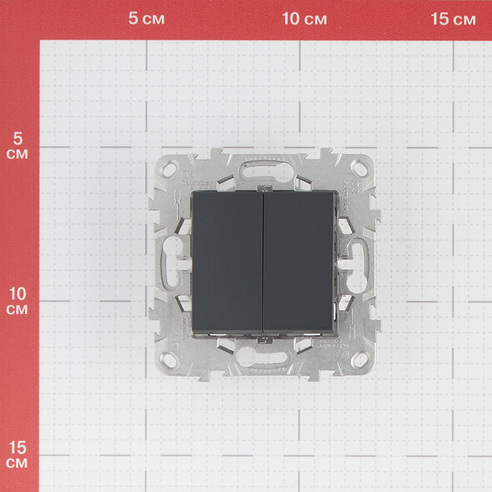 фото Выключатель schneider electric unica new nu521154 двухклавишный скрытая установка антрацит