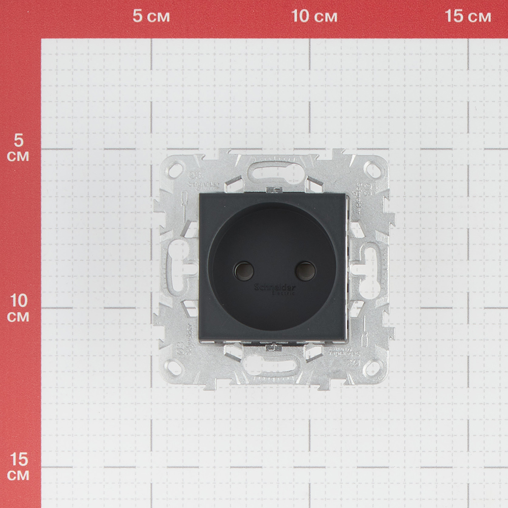 фото Розетка schneider electric unica new nu503354 скрытая установка антрацит без заземления со шторками винтовой зажим