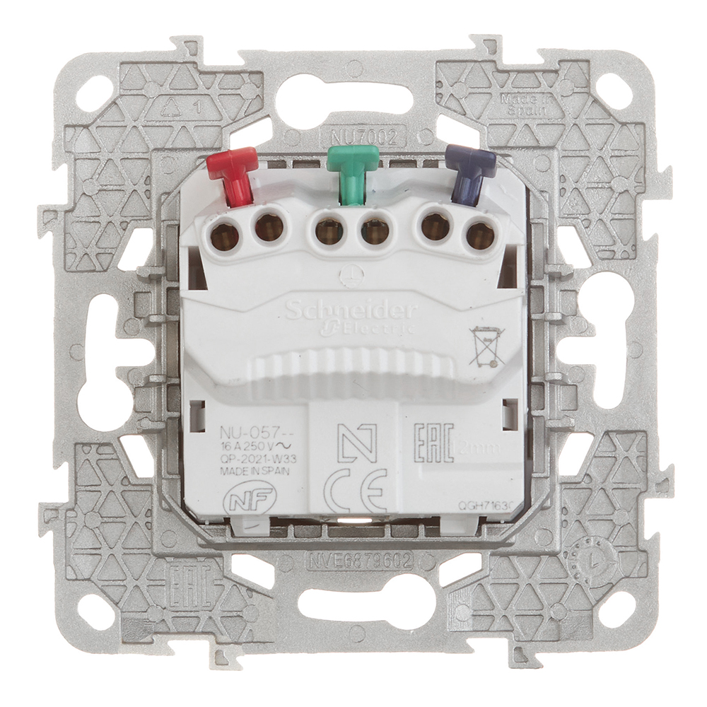 фото Розетка schneider electric unica new nu505744 скрытая установка бежевая с заземлением со шторками с быстрозажимными клеммами