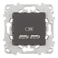 Розетка USB Schneider Electric Unica NEW NU541854 скрытая установка антрацит два модуля для зарядки 2100 мА