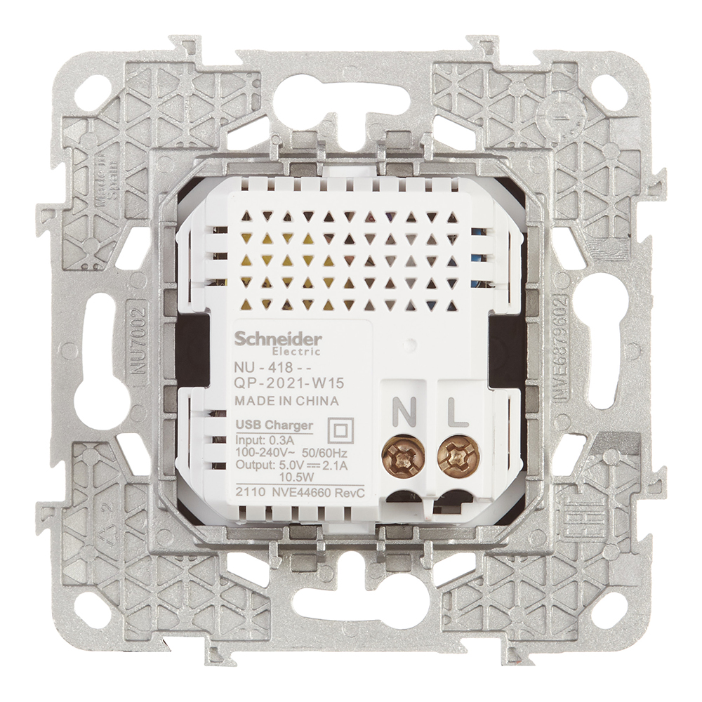 фото Розетка usb schneider electric unica new nu541854 скрытая установка антрацит два модуля для зарядки 2100 ма