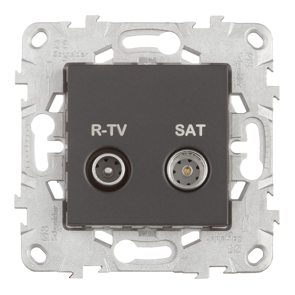 Розетка телевизионная Schneider Electric Unica NEW встраиваемая антрацит R-TV/ SAT (NU545454) защитный коаксиальный молниеотвод для спутникового тв 5 2150 мгц