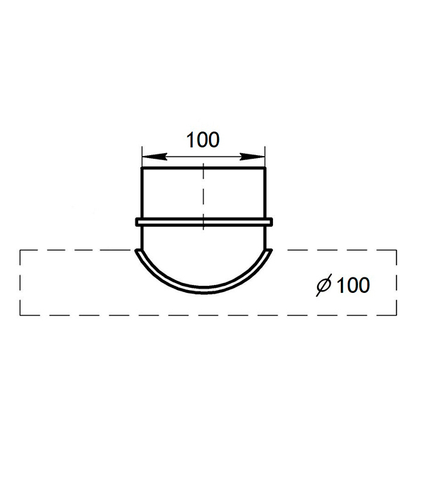 Врезка для круглых воздуховодов d100х100 мм оцинкованная Вид№2