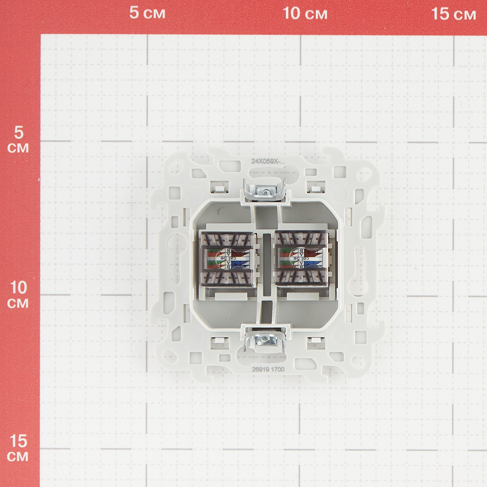 фото Розетка компьютерная simon 24 harmonie 2450593-030 скрытая установка белая два модуля rj45 cat 5е