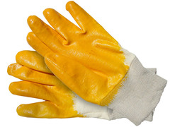 Перчатки хлопчатобумажные с латексным покрытием 10 желтые