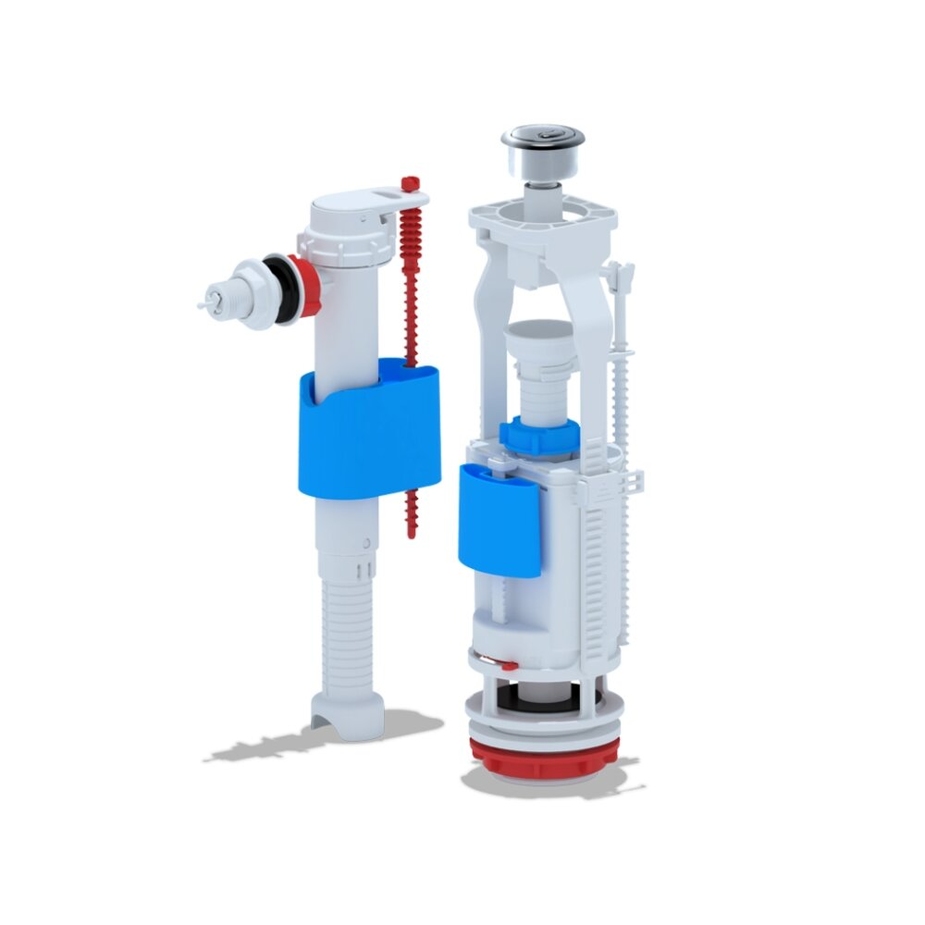 Арматура для сливного бачка боковой подвод 1/2 пластиковая кнопка хром ...