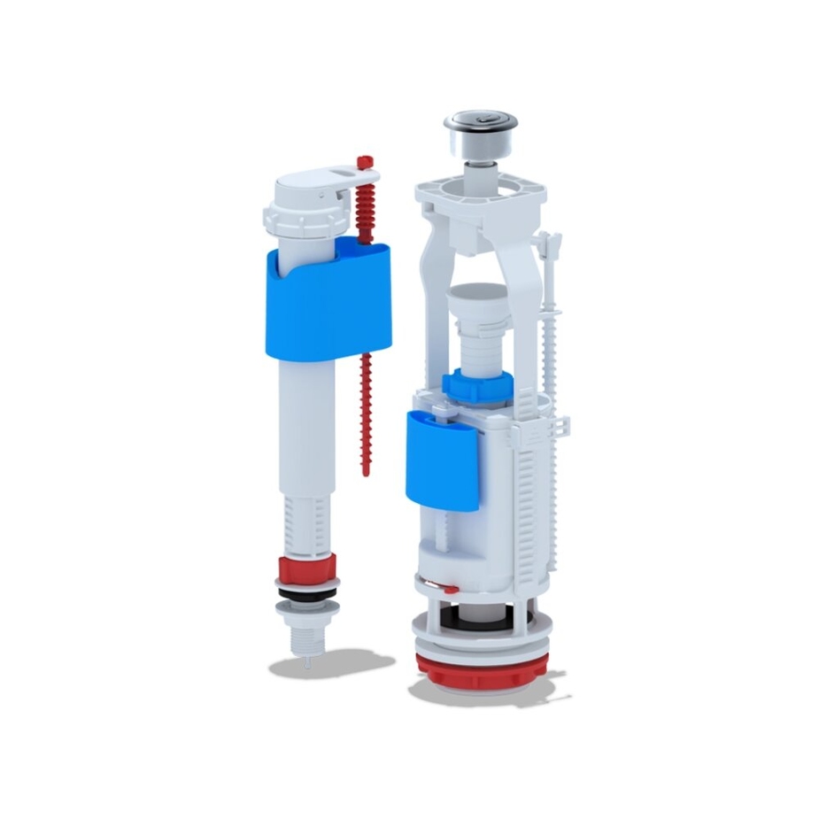 Арматура для сливного бачка нижний подвод 1/2 пластиковая кнопка хром ...