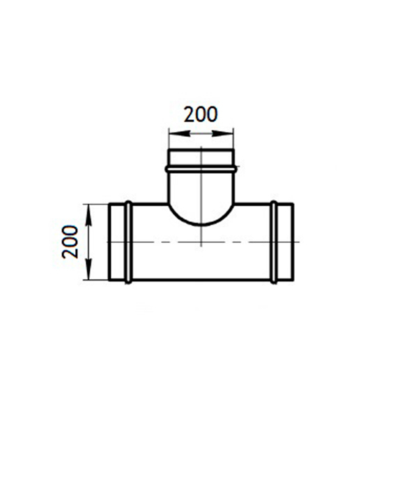 Тройник для круглых воздуховодов d200 мм 90° оцинкованный Вид№2