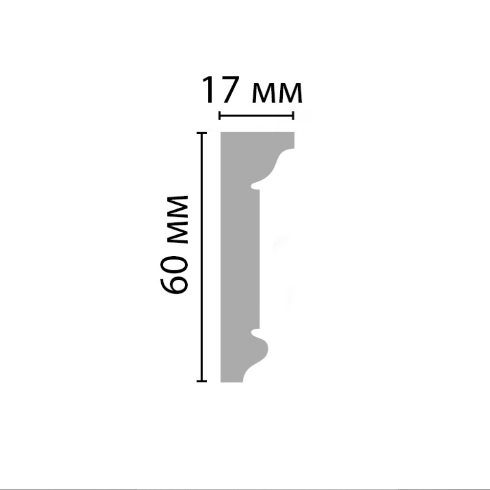 фото Молдинг из дюрополимера под натяжной потолок 60х17х2000 мм ударопрочный standart белый
