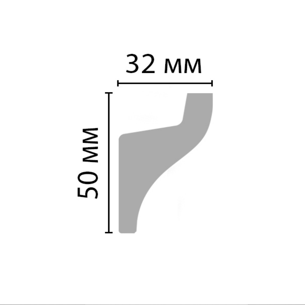 фото Плинтус из дюрополимера под натяжной потолок 50х32х2000 мм с возможностью светодиодной подсветки standart