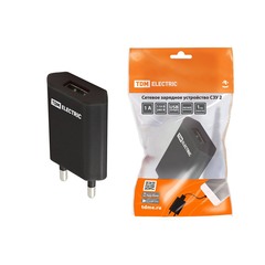 Зарядное устройство TDM СЗУ 2 (SQ1810-0002) 240 В пластик USB 1000 мА черный