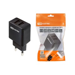 Зарядное устройство TDM СЗУ 4 (SQ1810-0021) 240 В пластик 2 USB 2100 мА черный