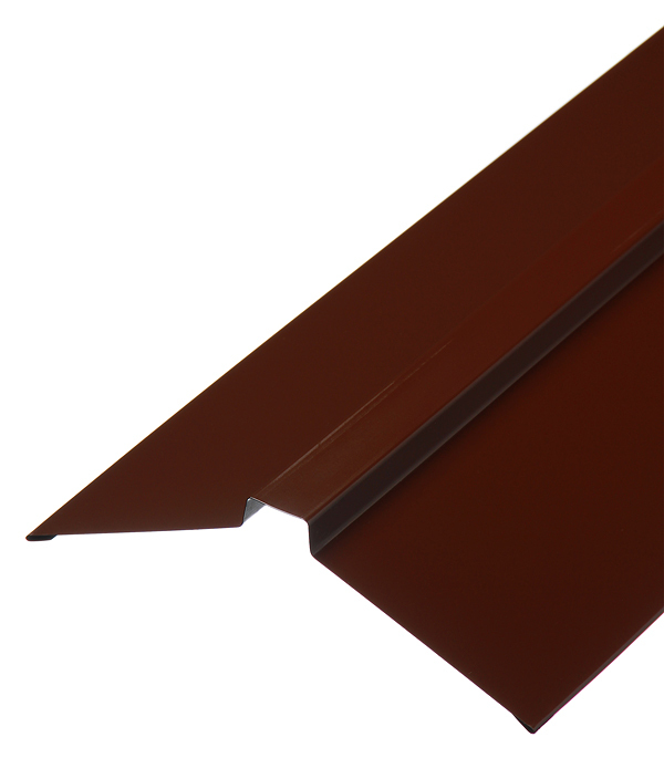 фото Конек для металлочерепицы 115х30х115 мм 2 м плоский с пазом коричневый ral 8017