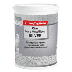 Краска лессирующая L'impression Cire base Metallisee Silver эффект патины матовая 0,8 л