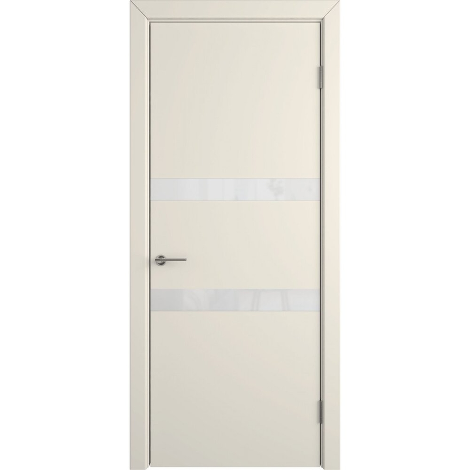 Дверное полотно VFD Niuta Ivory White Gloss бежевое со стеклом эмаль ...