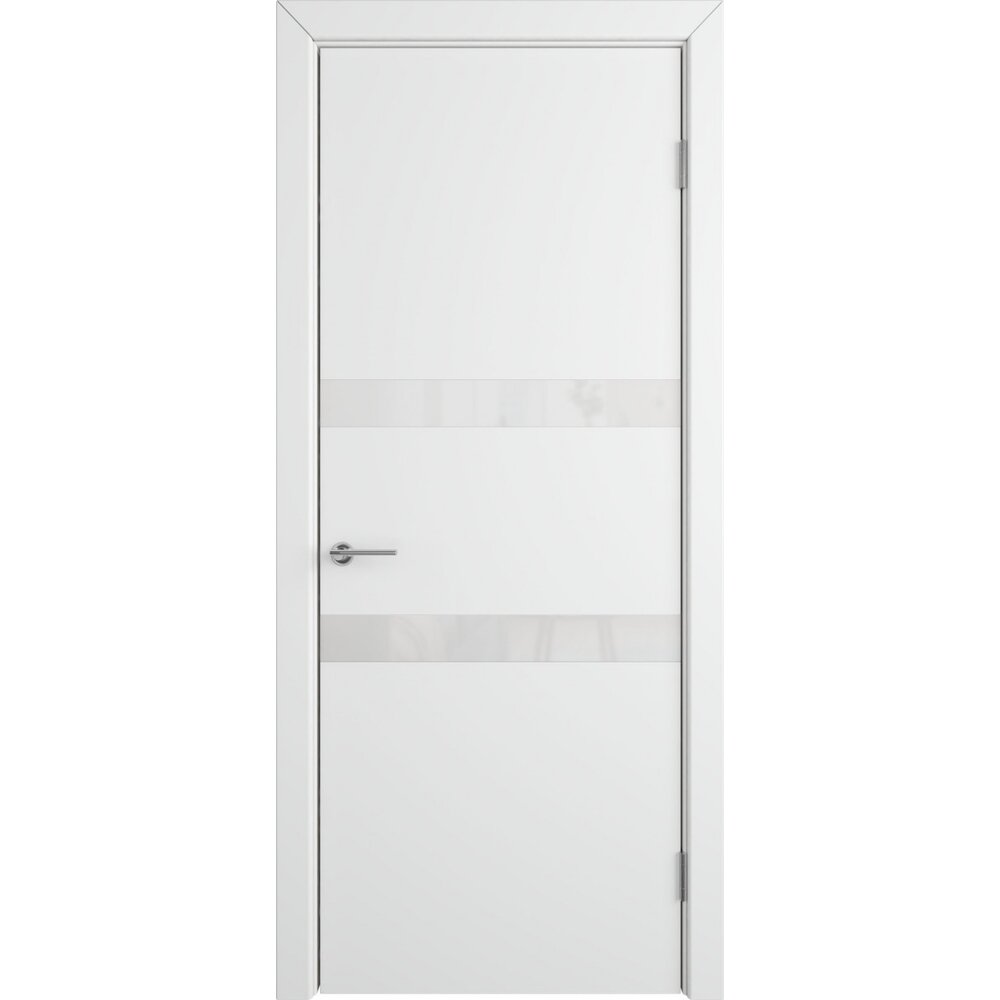 Дверное полотно VFD Niuta Polar White Gloss белое со стеклом эмаль ...