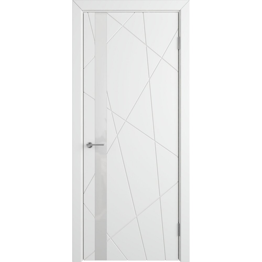 Дверное полотно VFD Flitta Polar White Gloss белое со стеклом эмаль ...