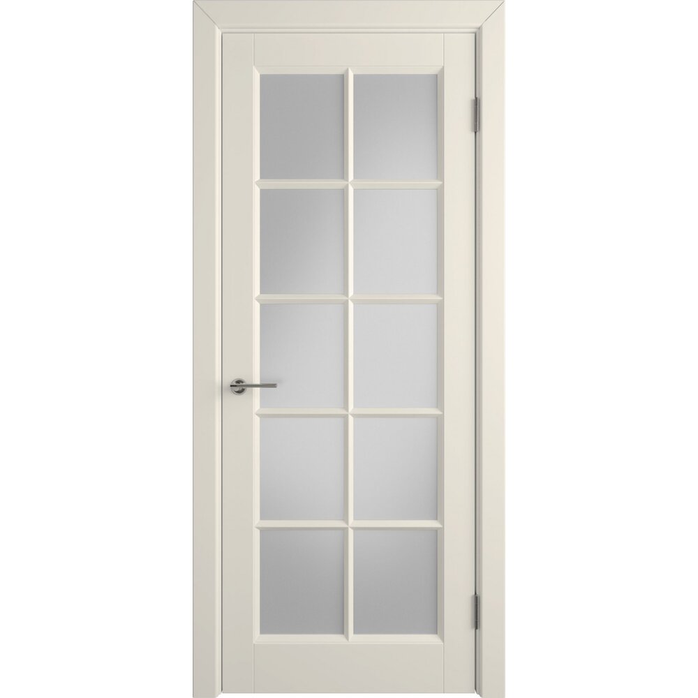 Дверное полотно VFD Glanta Ivory White Cloud бежевое со стеклом эмаль ...