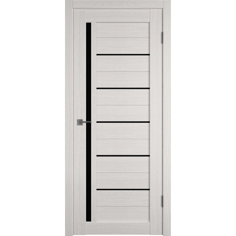 Дверное полотно VFD Atum 1 Bianco Black Gloss белое со стеклом экошпон ...