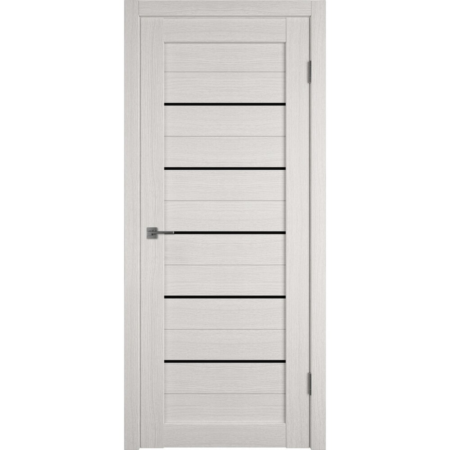 Дверное полотно VFD Atum 5 Bianco Black Gloss белое со стеклом экошпон ...