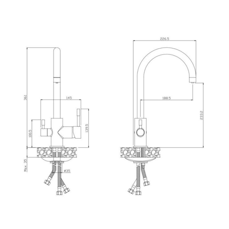 Смеситель для кухни Olive's Balear двухрычажный с фильтром (13440BL ...