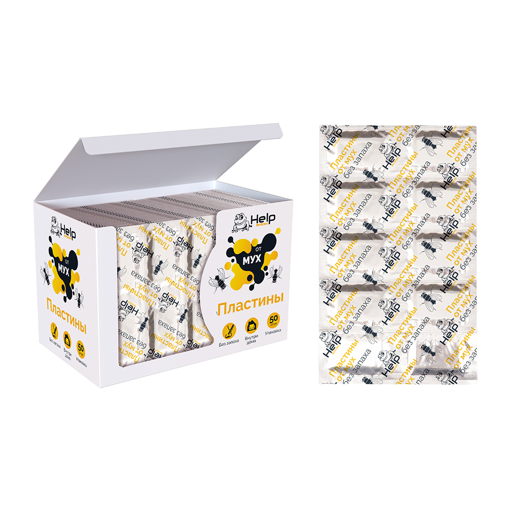 Пластины от мух без запаха Help 10 шт. инсектицидные дисплей-бокс ...