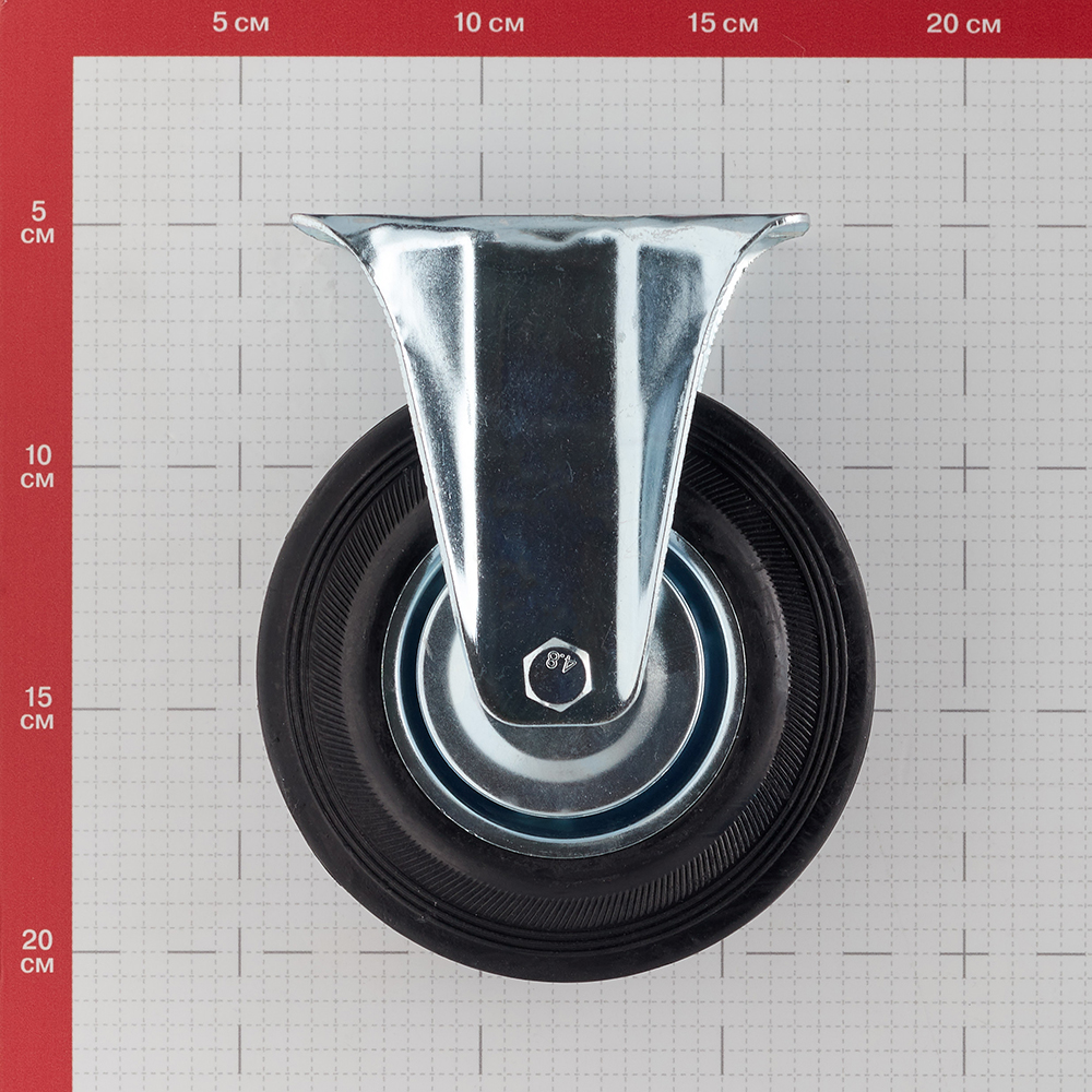 Опора колесная неповоротная сталь/резина на площадке 125 мм черная (1 шт.) от Петрович