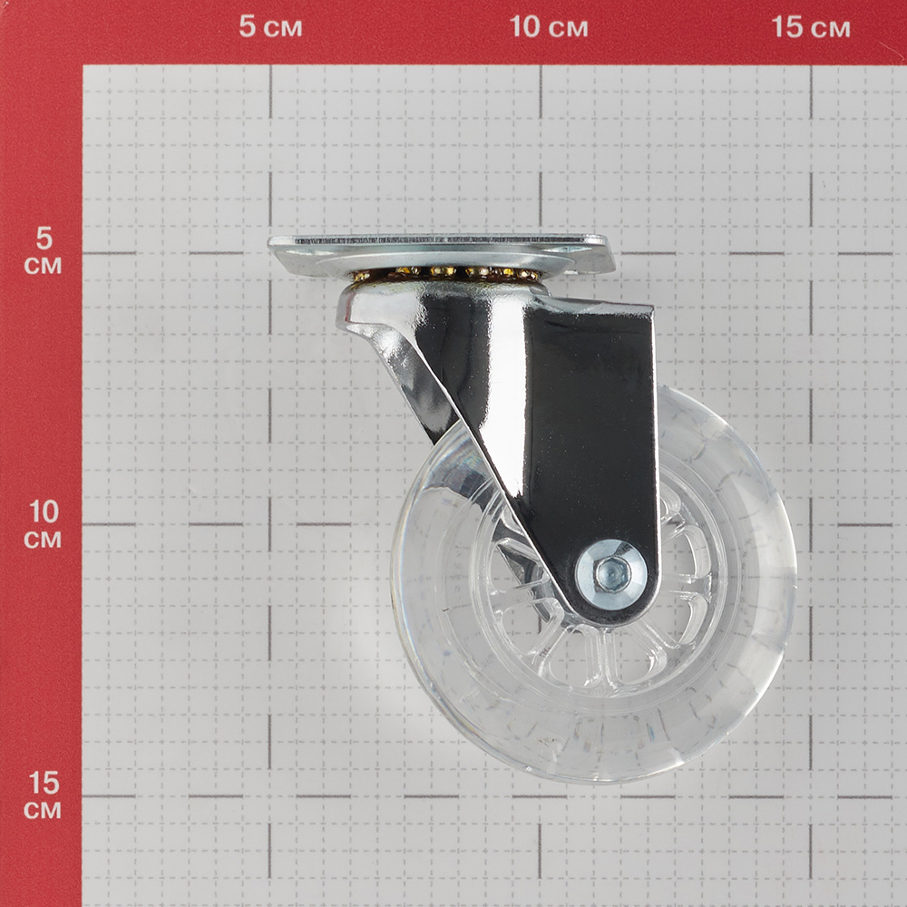Опора колесная поворотная полиуретан/пластик на площадке 75 мм прозрачная (1 шт.) от Петрович