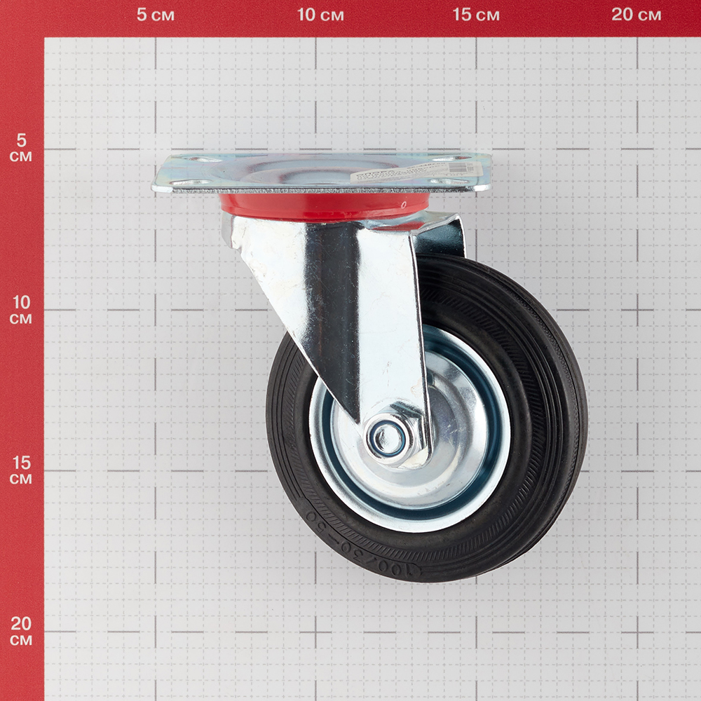 Опора колесная поворотная сталь/резина на площадке 100 мм черная (1 шт.) от Петрович