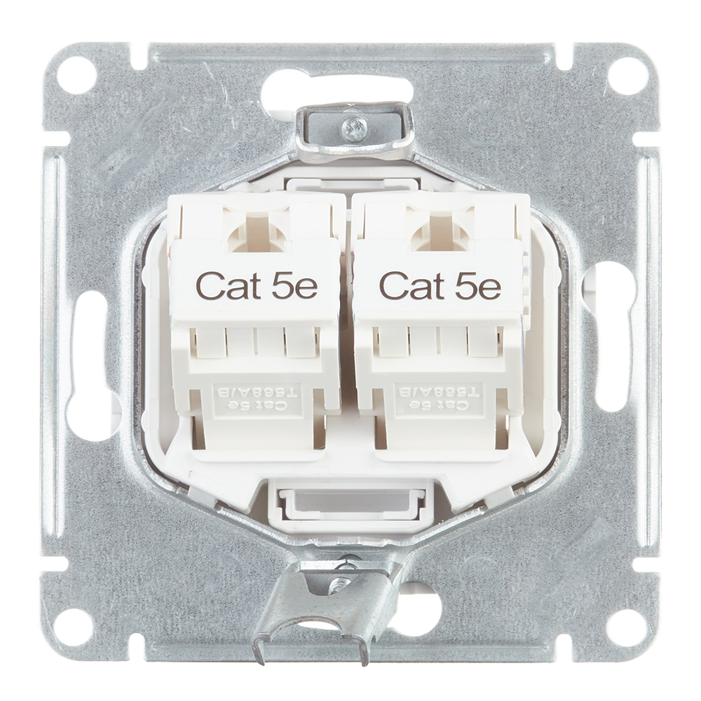 фото Розетка компьютерная schneider electric atlas design atn000185 скрытая установка белая модули rj45 cat 5 и rj45 cat 5е