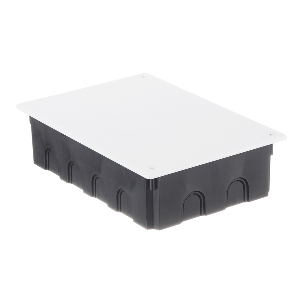 фото Коробка распределительная промрукав (80-0880) для скрытой установки в бетон 256х171х70 мм 14 вводов черная ip20 с крышкой безгалогенная