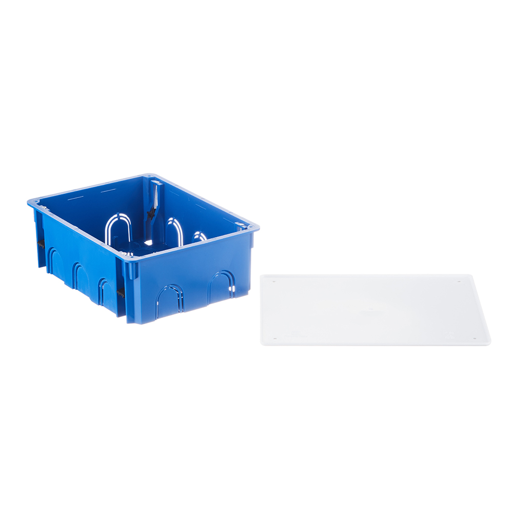 фото Коробка распределительная промрукав (80-0970) для скрытой установки в гипсокартон 196х146х70 мм 12 вводов синяя ip20 с крышкой безгалогенная
