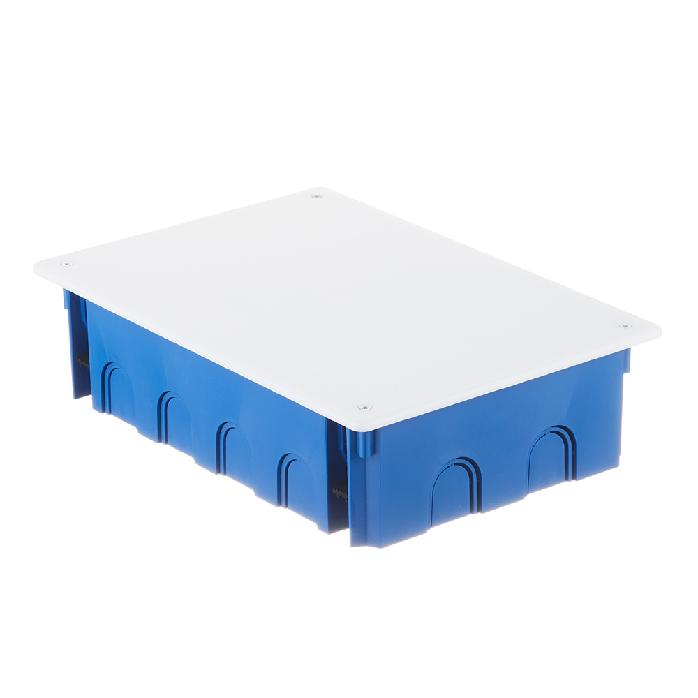 фото Коробка распределительная промрукав (80-0980) для скрытой установки в гипсокартон 256х171х70 мм 14 вводов синяя ip20 с крышкой безгалогенная