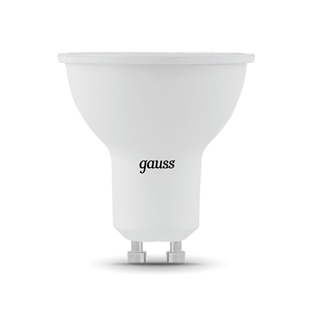 фото Лампа светодиодная gauss 9 вт gu10 рефлектор mr16 4100к естественный белый свет 150-265 в керамика/пластик