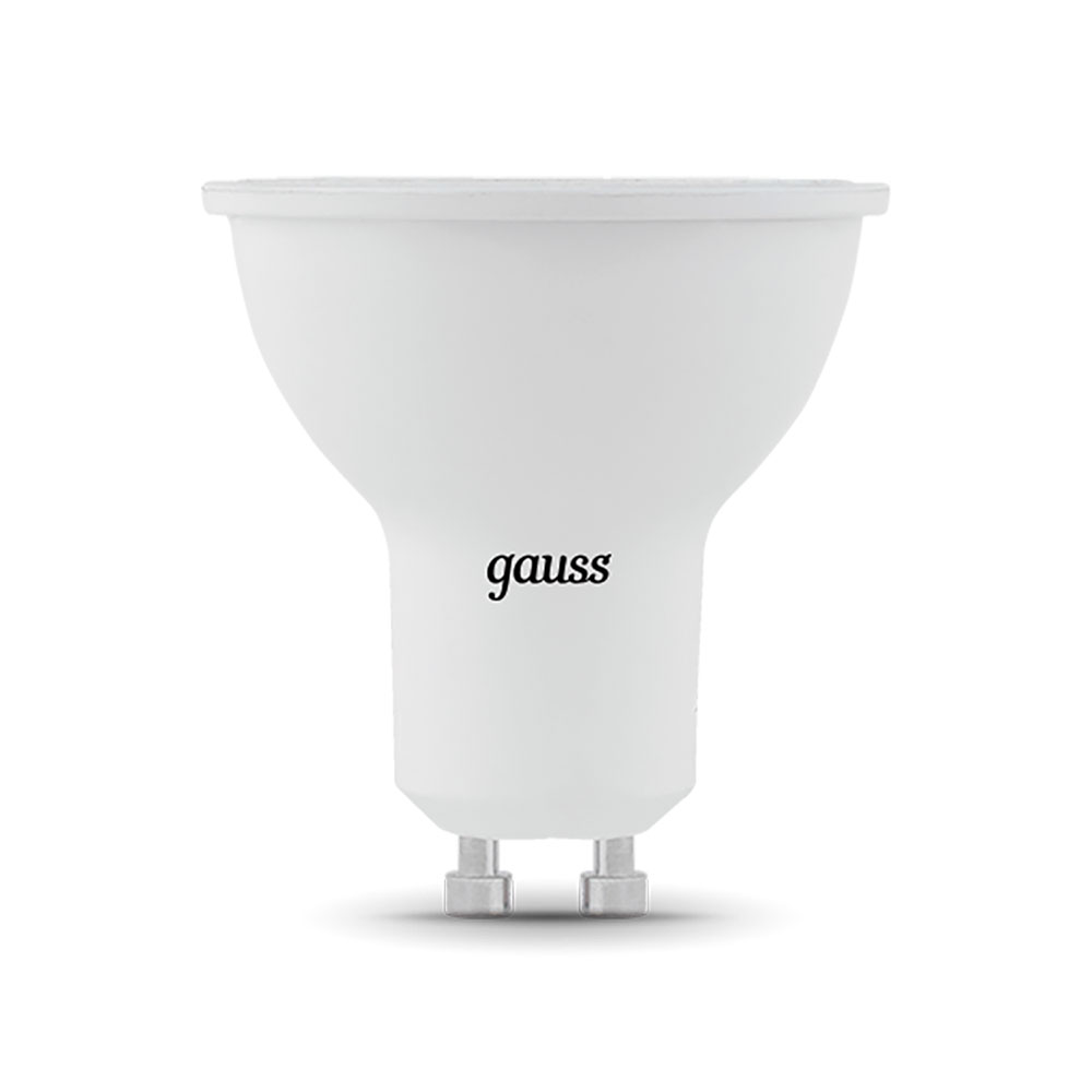 фото Лампа светодиодная gauss 9 вт gu10 рефлектор mr16 6500к холодный белый свет 150-265 в керамика/пластик