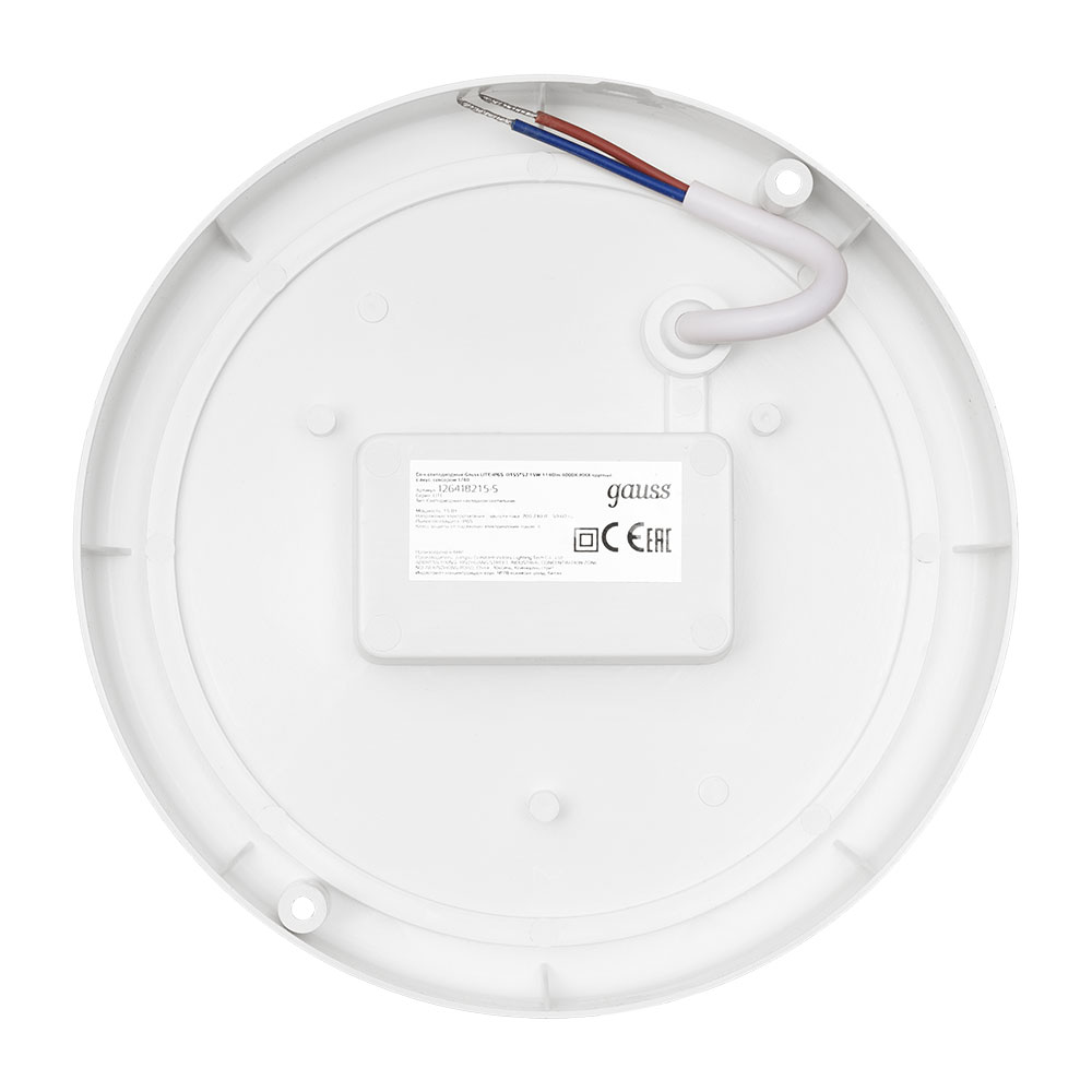 фото Светильник светодиодный накладной gauss lite дбп-15 155х52 мм 15 вт 200-240 в 4000к опал ip65 белый с оптико-акустическим датчиком (126418215-s)