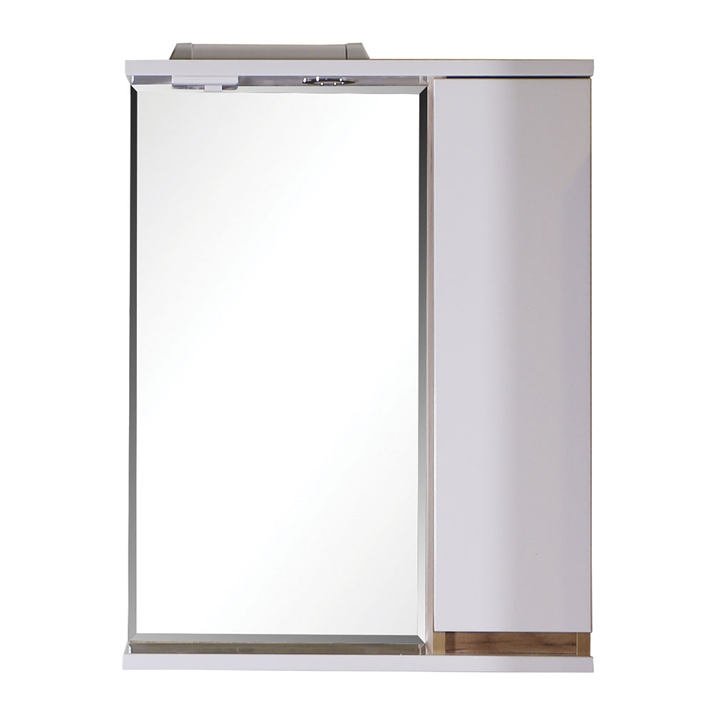 фото Зеркальный шкаф асб-мебель марко 600 мм с подсветкой белый/дуб золотой