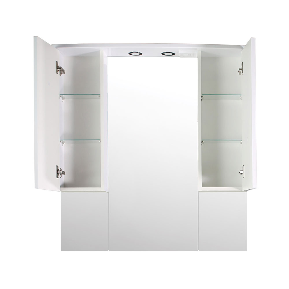 фото Зеркальный шкаф асб-мебель мессина 1000 мм с подсветкой белый