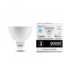 Лампа светодиодная 7 Вт GU5.3 570 Лм 6500К рефлектор матовая 220 В Gauss