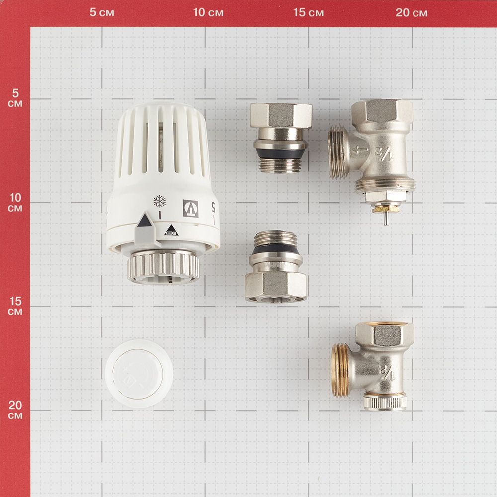 фото Комплект терморегулирующего оборудования valtec (vt.045.n.04) 1/2" для радиатора угловой