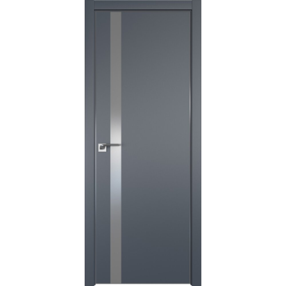 Дверное полотно Profildoors 6E Антрацит с серебряным стеклом экошпон ...