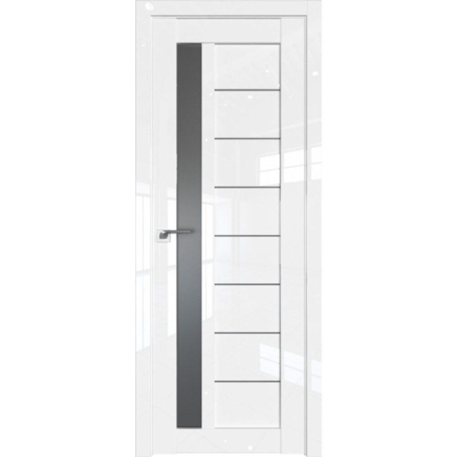 Дверное полотно Profildoors 37L белый люкс со стеклом графит экошпон ...
